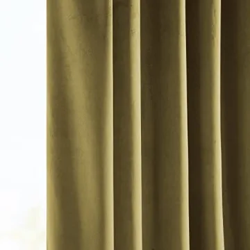 HPD Velvet Room Darkening Curtains 50W x 96L Peat Green