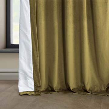 HPD Velvet Room Darkening Curtains 50W x 96L Peat Green