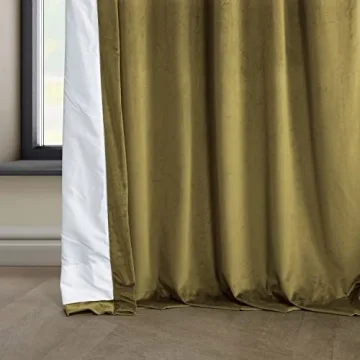 HPD Velvet Room Darkening Curtains 50W x 96L Peat Green