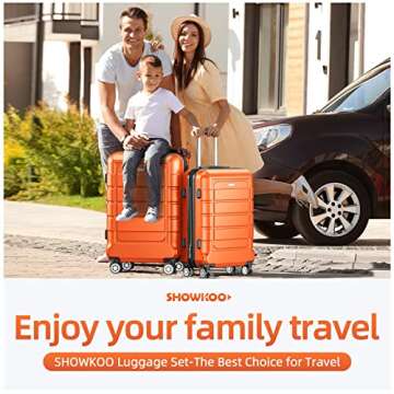 SHOWKOO Luggage Sets Expandable PC+ABS Durable Suitcase Sets Double Wheels TSA Lock 4 Piece Luggage ...