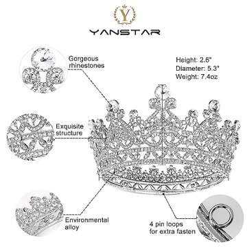 Silver Crown for Women Crystal Queen Crowns and Tiaras for Girls Pageant Birthday Wedding Prom Party Valentines Costume