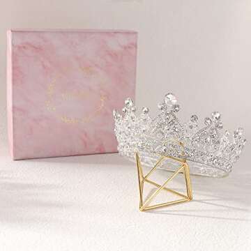 Silver Crown for Women Crystal Queen Crowns and Tiaras for Girls Pageant Birthday Wedding Prom Party Valentines Costume