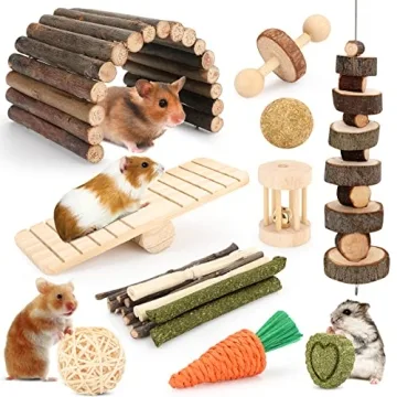 YIXUND Hamster Cage Accessories, 12 Different Chew Toys for Guinea Pig, Chinchillas, Gerbils, Mice, ...