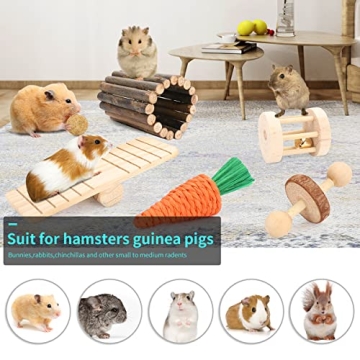 YIXUND Hamster Toys Set with 12 Chew Toys for Small Pets