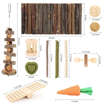 YIXUND Hamster Toys Set with 12 Chew Toys for Small Pets