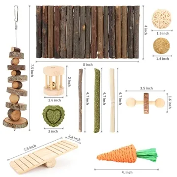 YIXUND Hamster Toys Set with 12 Chew Toys for Small Pets