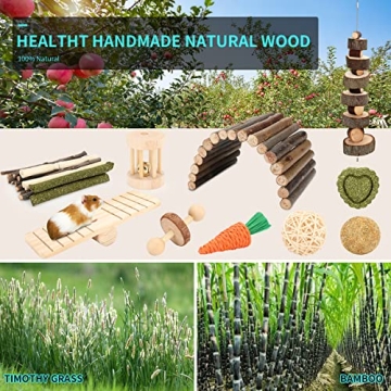 YIXUND Hamster Toys Set with 12 Chew Toys for Small Pets