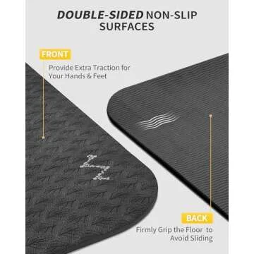 CAMBIVO Large Yoga Mat (6'x 4'), Extra Wide Workout Mat for Men and Women, 1/3 &1/4 Thick Exercise Fitness TPE Mat for Home Gym, Yoga, Pilates, Workout (Black),6mm