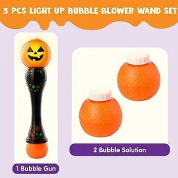 JOYIN Light Up Pumpkin Bubble Blower Wand For Halloween Fun
