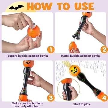 JOYIN Light Up Pumpkin Bubble Blower Wand For Halloween Fun