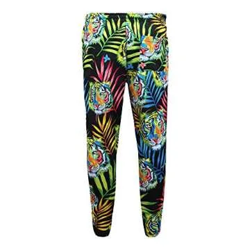 Men's Neon Jungle Tiger Track Suits 2 Piece Sweatsuit Set ST802 - Black - Small - V-C31