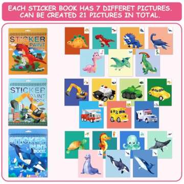 Reusable Sticker Book for Kids, Car Stickers Crafts for Kids Ages 4-8 Paint by Sticker Boys and Girl...