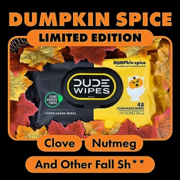 DUDE Wet Wipes DUMPkin Spice Extra Large Flushable Hygiene