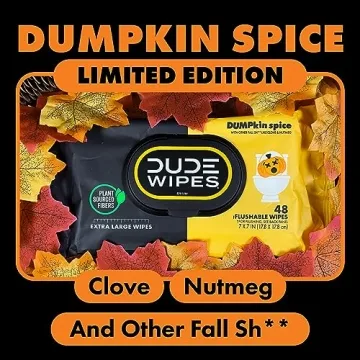 DUDE Wet Wipes DUMPkin Spice Extra Large Flushable Hygiene