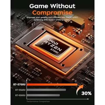 Gaming Laptop, Laptop Computer with AMD Ryzen 7 5700U (8C/16T, Up to 4.3GHz), 16GB RAM 512GB NVMe SSD Windows 11 laptop, Radeon RX Vega 8 Graphics, 16.0-inch Display, WiFi 6, 53Wh Battery, Backlit KB