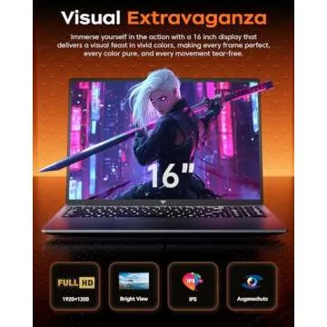Gaming Laptop, Laptop Computer with AMD Ryzen 7 5700U (8C/16T, Up to 4.3GHz), 16GB RAM 512GB NVMe SSD Windows 11 laptop, Radeon RX Vega 8 Graphics, 16.0-inch Display, WiFi 6, 53Wh Battery, Backlit KB