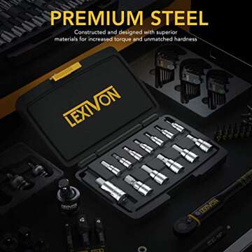 LEXIVON HEX Bit Socket Set - Premium 13-Piece Metric S2 Alloy Steel | Enhanced Storage (LX-141)