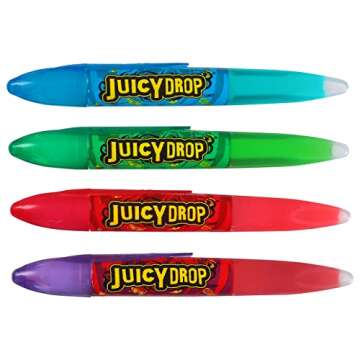 Juicy Drop Sour Gel Pen Candy Variety Pack of 12 - Assorted Fruity Flavors Sour Candy - Ideal for Ki...