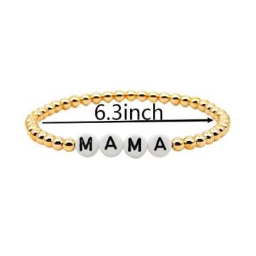 Woo's Gold Color Ball Beaded Bracelets - MAMA Love Letter Charm Jewelry