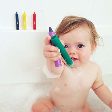 Nuby Easy Clean Bath Time Crayons for Kids | Fun & Colorful