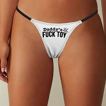 BAIJIAOYUN Sexy T Back Thongs for Women, Low Rise Daddys Little Lil Fuck Toy G-String Underwear M, G...