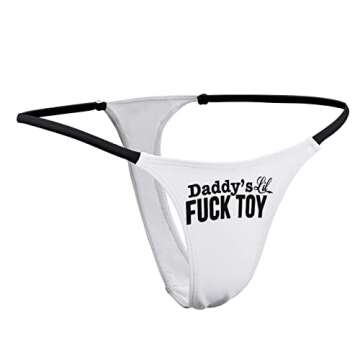 BAIJIAOYUN Sexy T Back Thongs for Women, Low Rise Daddys Little Lil Fuck Toy G-String Underwear M, Gifts for Wife Girlfriends