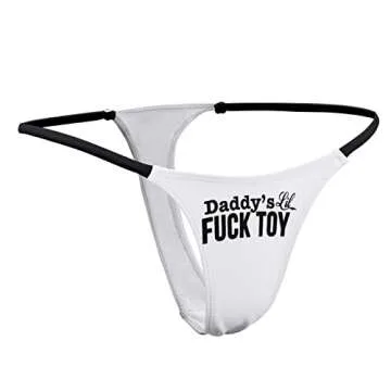 BAIJIAOYUN Sexy T Back Thongs for Women, Low Rise Daddys Little Lil Fuck Toy G-String Underwear M, Gifts for Wife Girlfriends