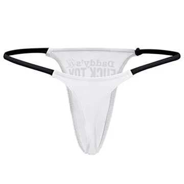 BAIJIAOYUN Sexy T Back Thongs for Women, Low Rise Daddys Little Lil Fuck Toy G-String Underwear M, Gifts for Wife Girlfriends