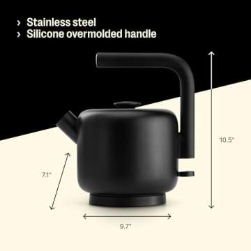 Fellow Electric Clyde Kettle - 1.5 Liter Capacity - Modern Twist On Stovetop Design, All-Purpose, Stainless Steel - Warm Water for Ramen, Oatmeal, Tea, Coffee & more - Large Capacity
