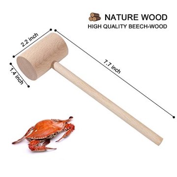 Durable Wooden Crab Lobster Mallets Set - 4 Hammers