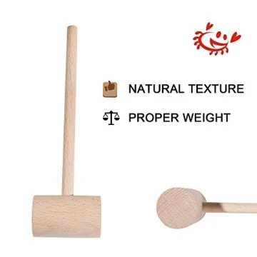 Durable Wooden Crab Lobster Mallets Set - 4 Hammers