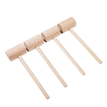 Durable Wooden Crab Lobster Mallets Set - 4 Hammers