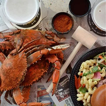 Durable Wooden Crab Lobster Mallets Set - 4 Hammers