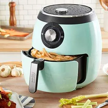DASH Deluxe Electric Air Fryer with 6 Quart Capacity and Recipes