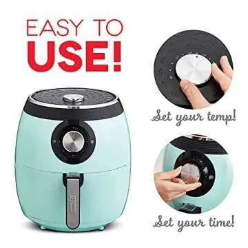 DASH Deluxe Electric Air Fryer with 6 Quart Capacity and Recipes