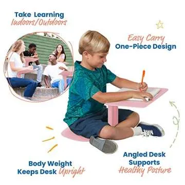 ECR4Kids The Surf Portable Lap Desk, Flexible Seating, Pink