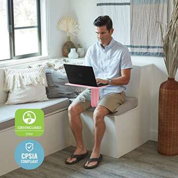 ECR4Kids The Surf Portable Lap Desk, Flexible Seating, Pink