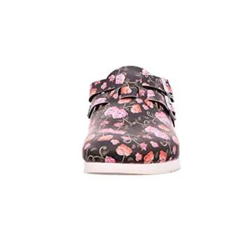 Birkenstock 101666 Kay SL BF Women Work-Clogs - Super Outsole - Open Heel Area - Roses Black - Size L6