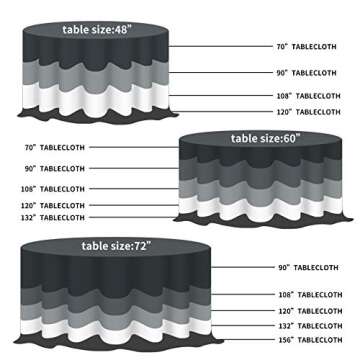 108 Inch Round Tablecloth for Weddings & Parties - Durable