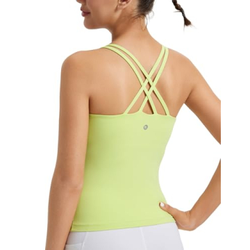 BALEAF Women's Workout Tank Tops with Wireless Padded Yoga Crop Longline Sports Bras Double Spaghett...