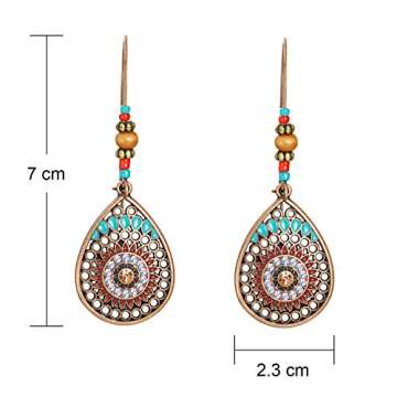 meekoo 4 Pairs Boho Earrings Bohemian Jewelry Mexican Hippie Summer Earring Gift for Women (Style A)
