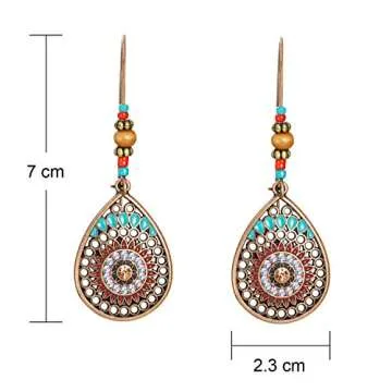 meekoo 4 Pairs Boho Earrings Bohemian Jewelry Mexican Hippie Summer Earring Gift for Women (Style A)