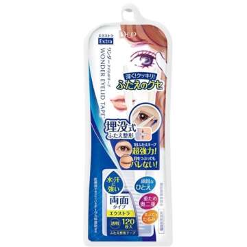 D-UP Wonder Eyelid Tape Waterproof Eyelid Stickers, 120 Pc Double Sided Adhesive, Invisible Blend Double Eyelid Lift Strips for Droopy Eyes, Japanese Instant Natural Eye Lid Eye Makeup