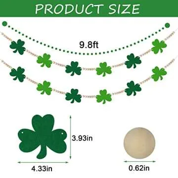 St. Patrick's Day Felt Shamrock Banner with Wood Beads - Easy No DIY Decor for Home and Parties