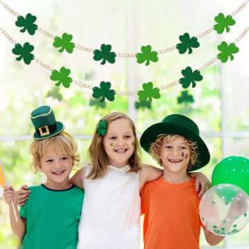 St. Patrick's Felt Shamrock Garland with Wood Beads - No DIY