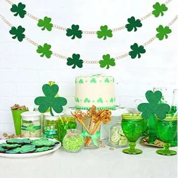 St. Patrick's Felt Shamrock Garland with Wood Beads - No DIY