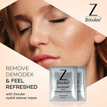 Zocuwipe Eyelid Wipes with Natural Okra Complex - Eyelid Cleanser and Moisturizer Pads for Irritated...