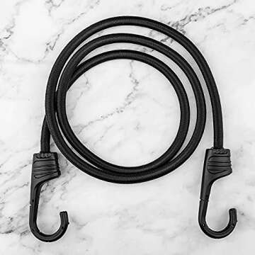ZHOUBIN 48 Inch Black Bungee Cords with Hooks Heavy Duty, 2 Pcs