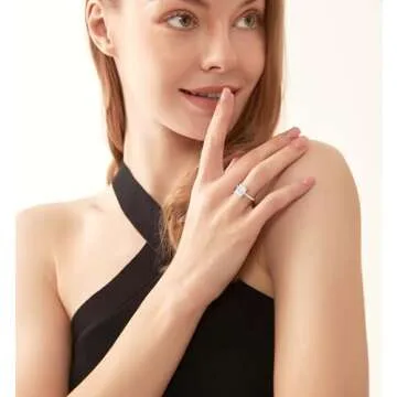 TIGRADE 3CT Elegant Women Engagement Ring Emerald Cut