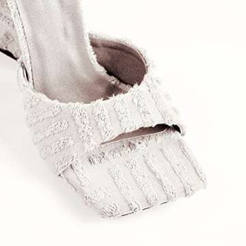 Onlymaker Women's Square Toe Chunky Heels Sexy Ankle Strappy Lace Up Heels Wide Open Toe High Block Heeled Sandals Fashion Party Dress Wrap-Up Tie-Up Chunky Block High Heels White Size 7